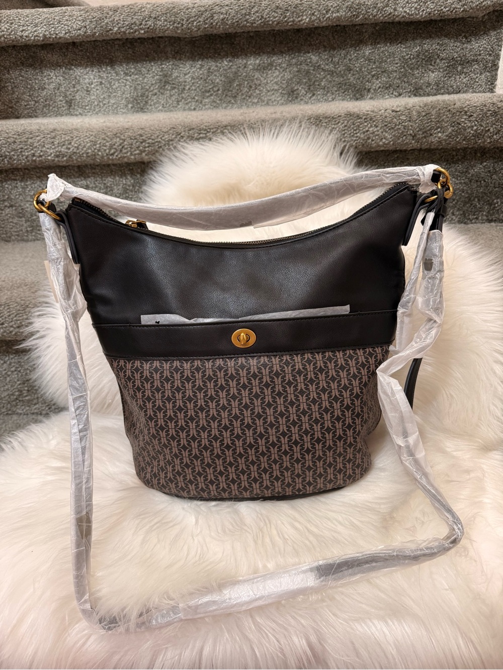Fossil Talulla Hobo Black and Brown Bag